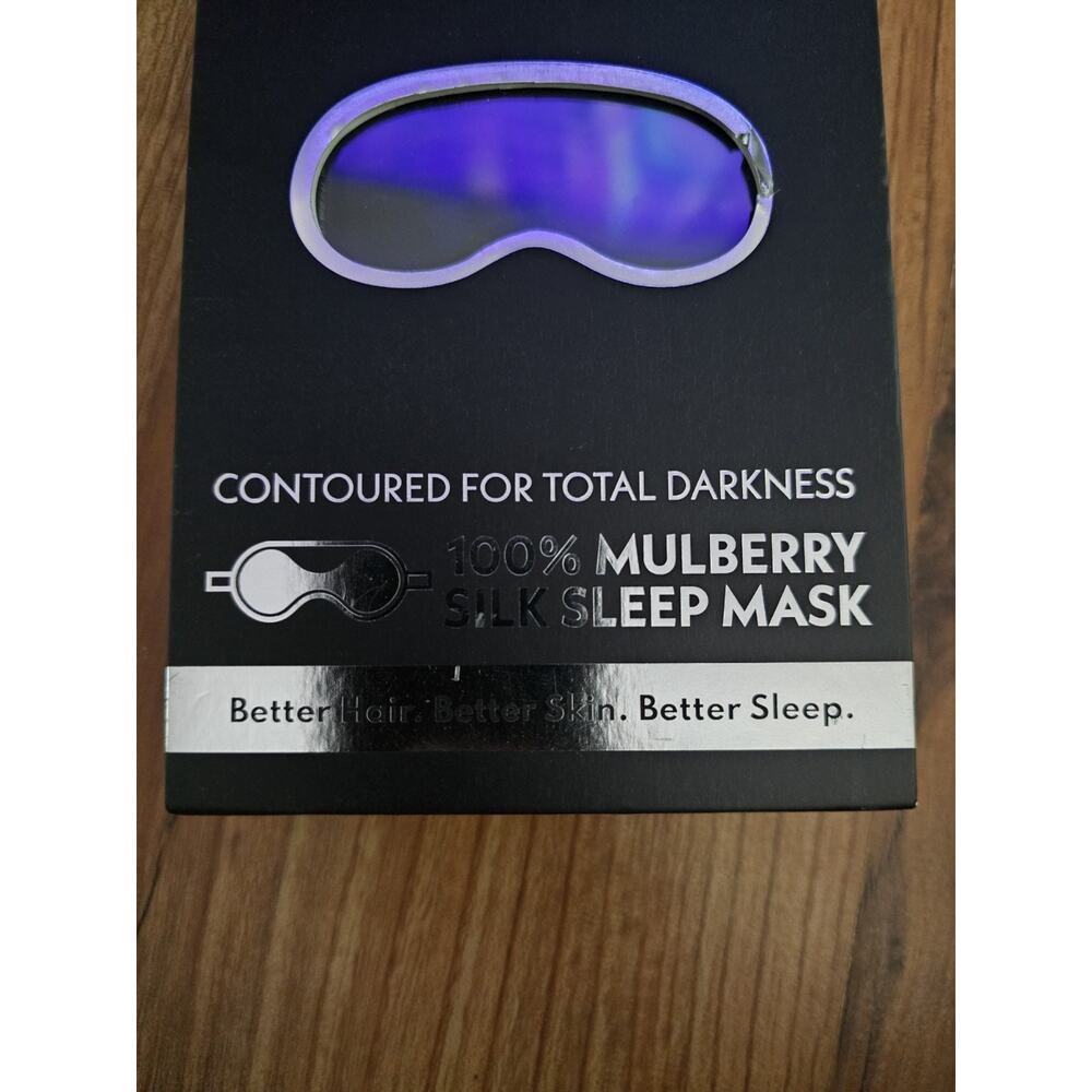 BLISSY Black 100% Mulberry Silk Sleep Mask Eye Mask Anti Aging Blackout NIB NEW - Picture 2 of 3